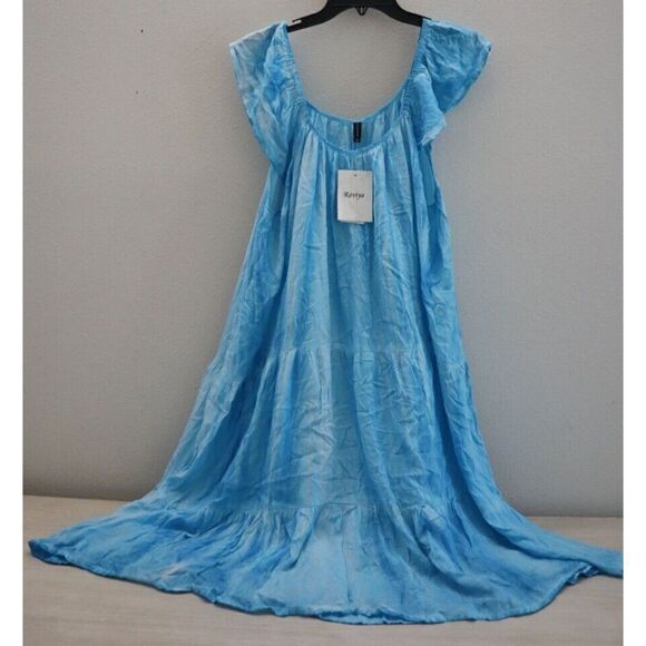 Raviya 76220PW Women's Sz Medium Turquoise Tie Dye Swim Cover-Up Dress - Picture 1 of 8